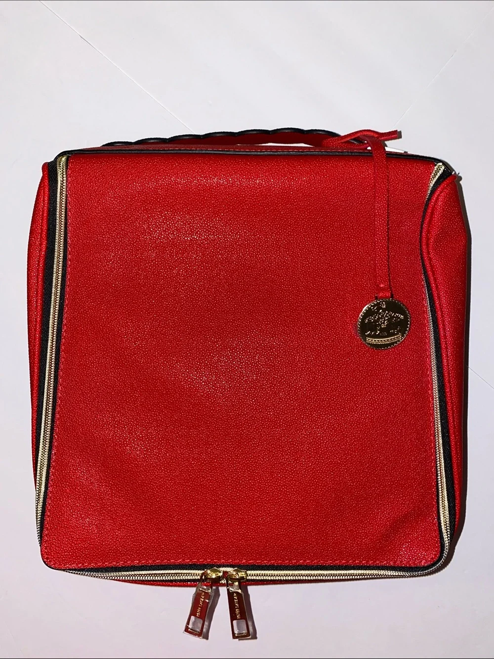 Estee Lauder Red Train Case Travel Bag Makeup Cosmetic Zipper with Handle